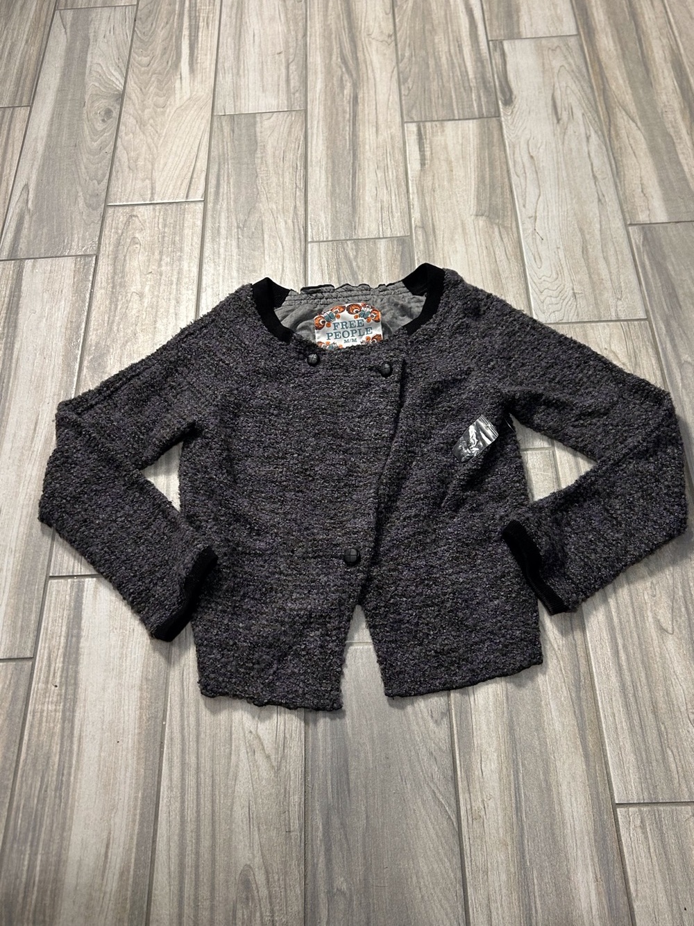 Y2K Textured Shacket Jacket Blazer Cardigan M Gray Purple Asymmetrical